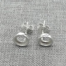 Sterling Silver Circle Bezel Post Earring Setting w/ Rhodium Plated
