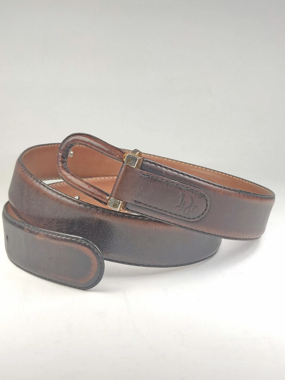 Ceinture ancienne en cuir aniline Christian Dior estampillée