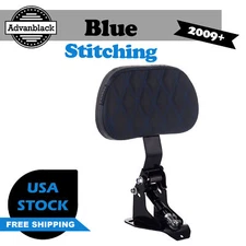 Raptor Adjustable Driver Rider Blue Stitching Backrest Pad Mounting Fits Harley