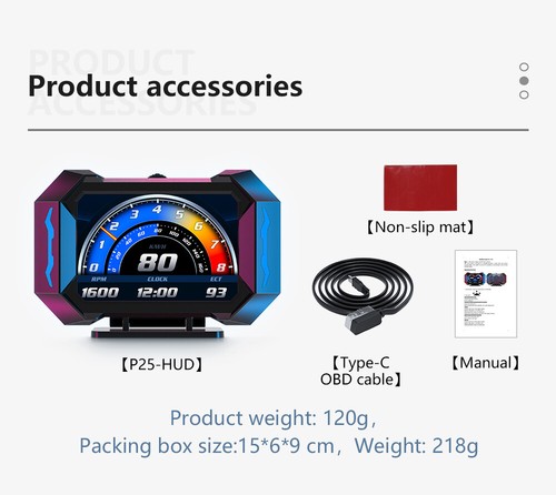 Instrumento LCD Completo Multifunción P25 OBD+GPS HUD Head Up Display Navegación - Imagen 8 de 22