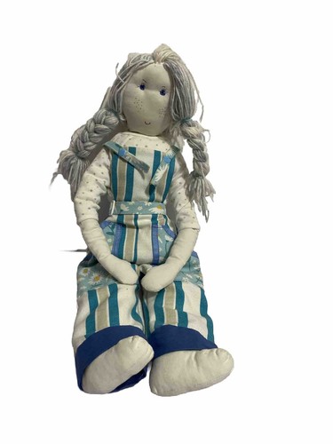 Vintage Rag Doll Daisy White In Dungarees Size 57CM vtd