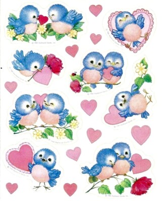 Bluebird Vinyl Sticker Heart Decal Stickers Vintage Retro reproduction