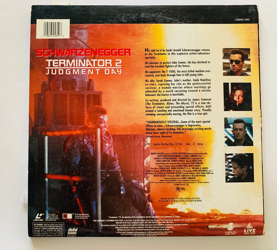 Terminator 2  Judgement Day  widescreen Laserdisc Arnold Schwarzenegger  - Image 2 of 4