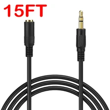 15FT 3.5mm Audio Extension Cable Stereo Headphone Cord Male to Female Car AUX 