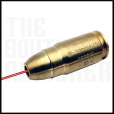 10mm RED LASER BORE SIGHT BRASS CARTRIDGE BULLET SHAP BORESIGHTER + BATTERIES