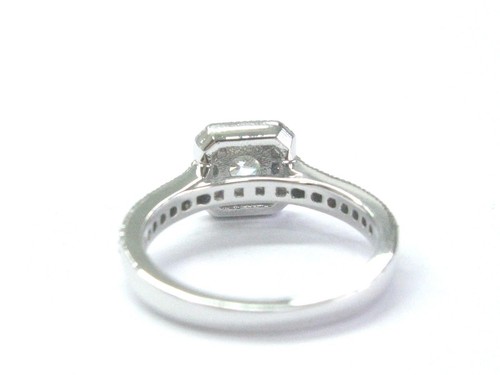 Anello gioiello in oro bianco Milgrain con diamanti taglio tondo fine 14 kt .55 ct - Foto 4 di 7