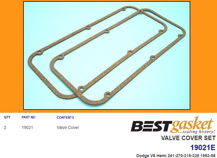 Best Gasket Valve Cover Gaskets Set For Dodge 241-325 HEMI V8 (1953-1958) – Engine Compartment