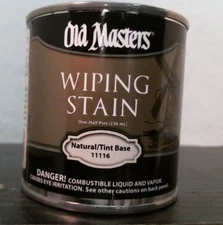 Old Masters 11116 Wiping Stain Natural/Tint BASE, 1/2 pint. FREE SHIPPING
