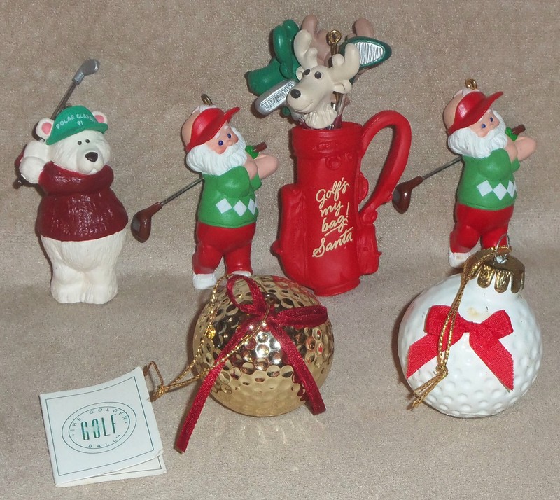 Lot of 6 vintage GOLF ornaments Hallmark Keepsake 89 Golfing Santa 91 Polar Bear