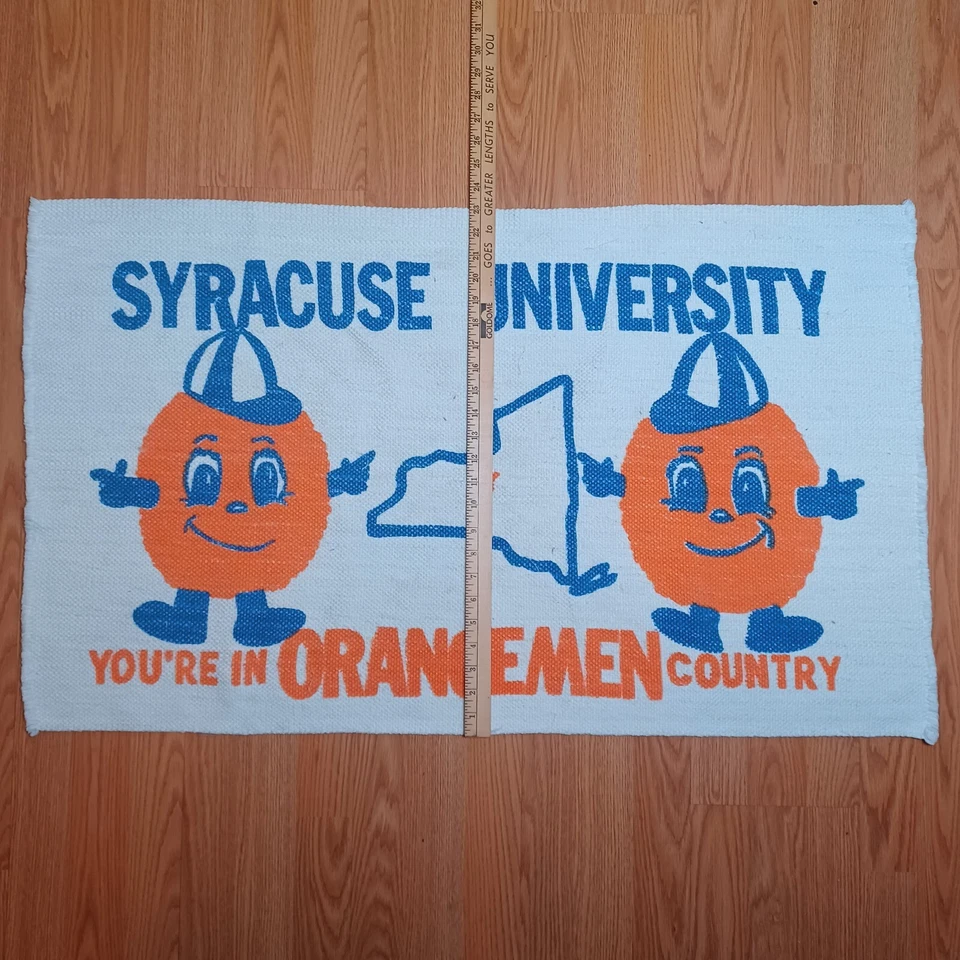 Alfombra Otto tapiz de campo naranja de la Universidad de Siracusa de colección 38"x23" RARA Foto 4 de 4