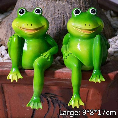 Frogs Statue Outdoor Cute Resin Sitting Garden Store Decorative Frogs Sculpture - Picture 5 of 7