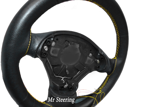 Housse Volant Cuir Gris Double Point Pour Renault Laguna 93-07 - Facile à Installer, étanche, Marque CUSTOM STEERING