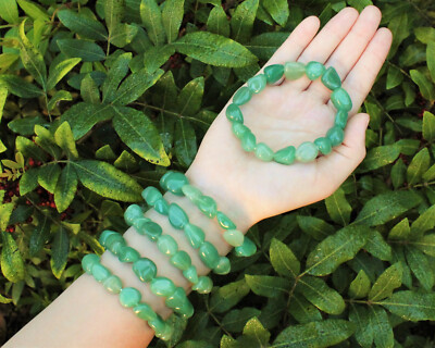 Green Aventurine Tumbled Stone Crystal Bracelet 6-8mm: Genuine Aventurine Gift