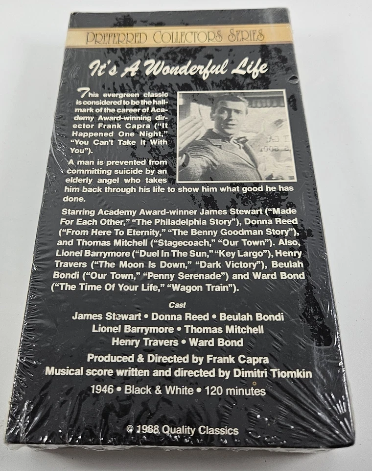 It's a Wonderful Life VHS 1988 Black and White Quality Classics RARE - Image 2 of 4