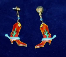 Lunch at the Ritz Cowboy Boots Enamel Earrings LATR