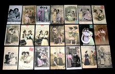 COUPLE GROUPE MODE COIFFE FROUFROU SOEUR AMIE COMPLICE ARTISTE LOT 21 CPA B01