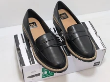 Dolce Vita 'Crisp' Classic Penny Loafer / Lug Sole, Block Heel (Black) NIB DV