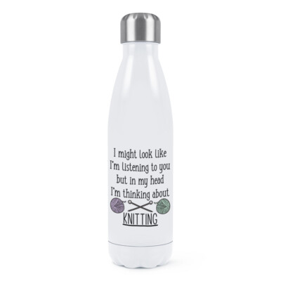 I Might Look Like I'm Listening To You Strick doppelwandige Trinkflasche Mama