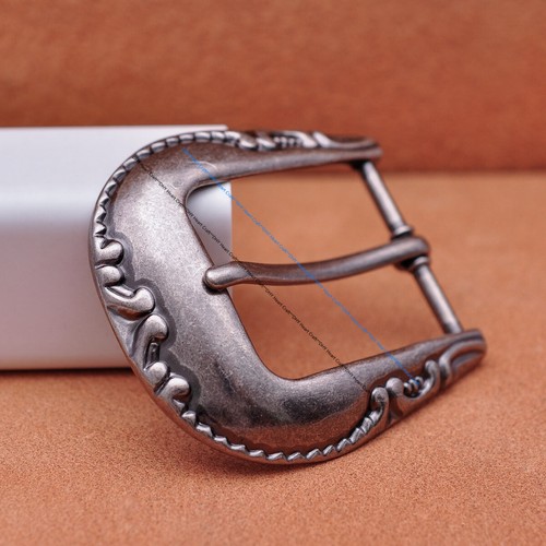 Sturdy Antique Silver Flower Western Cowboy Prong Pin Belt Buckle Fit 34mm Strap - Picture 4 of 10