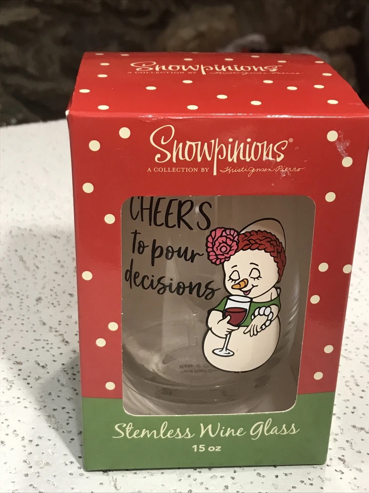 Copa de vino sin tallo Department 56 piñones de nieve aplausos para verter decisiones nueva Foto 3 de 4