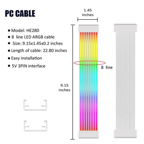 Rallonge d'alimentation RGB, Rallonge d'alimentation ARGB, 5 V, 3 broches, RG3549 - Photo 9/9