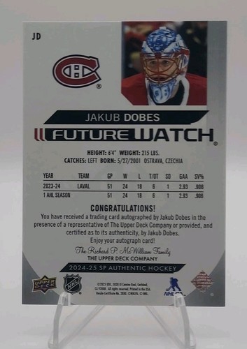 2024-25 SP Authentic Jakub Dobes Future Watch Auto /999 - Picture 6 of 10