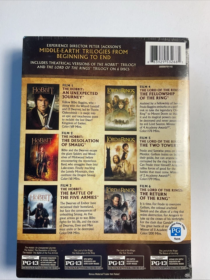 The Hobbit Trilogy / the Lord of the Rings Trilogy: 6-Film Theatrical Vers. DVD - Image 2 of 2