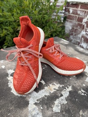 Adidas PureBoost ZG Orange and White Mens Sz 7.5 Mesh Sock Fit Upper SKU BA8455