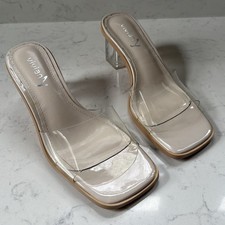 Viviany Clear Low Block Chunky Heel Sandals