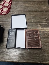 Ariat Western Mens Wallet Bifold Flipcase Leather Basket Weave Logo Brosn