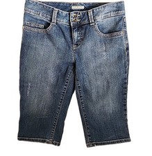 Tommy Hilfiger Women's Bermuda Shorts Dark Wash Denim Distressed 2009 Sz 6