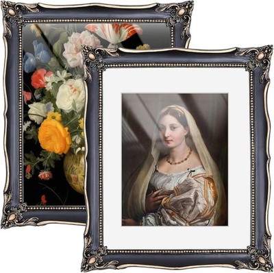 2 Pcs Black 11x14 Vintage Frame Vintage Ornate Picture Frames for 11x14 or 8x...