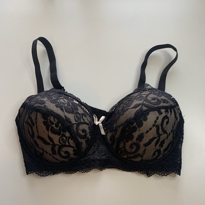 Sofra Bra 36D Black Lace Adjustable Straps Light Padding Underwire