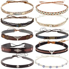 RainFlowwer 10 PCS Leather Cowboy Hat Bands for Men Women Western/Fedora/Pana...