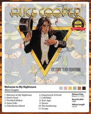 Alice Cooper - Welcome To My Nightmare - Tracklist - Metal Sign 11 x 14