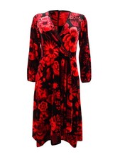 Calvin Klein Women's Printed Velvet Surplice Dress