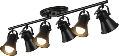 6-Light Track Lighting Kit,Black Semi Flush Mount Ceiling Light with 6 Rotata...