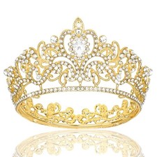 Small Crystal Crown Flower Bouquets Accessories Rhinestones Wedding Cake Gold