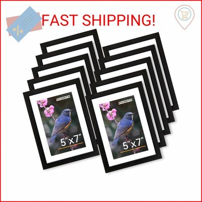 FIXSMITH 5x7 Picture Frame Set of 10, Photo Frame Bulk with HD Plexiglass, Displ