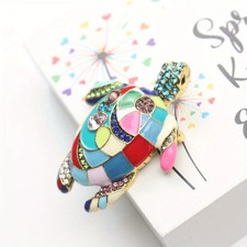 Creative Rhinestone Painting Turtle Pin Animal Brooch Fashion Retro Accessorie