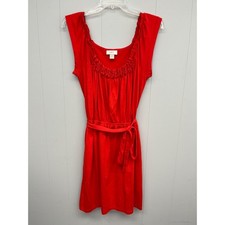 Loft Womens Red Belted Dress Medium
