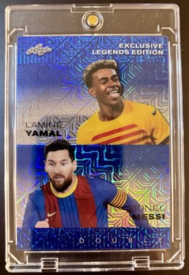   Lionel Messi Lamine Yamal 2025 Leaf Exclusive Legends Blue Double #'d 12/20