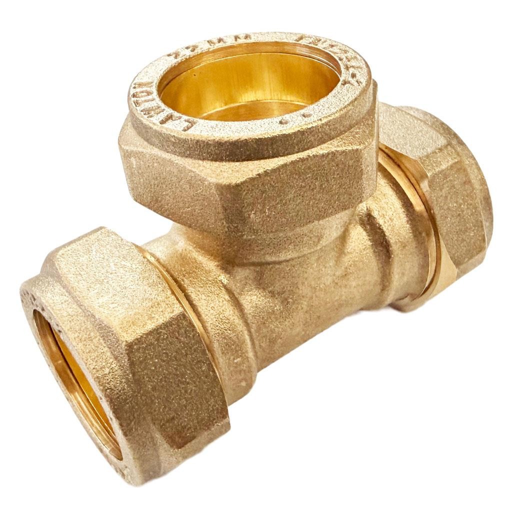 22mm Compression Equal Tee Brass Pipe Fittings WRAS