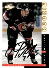 1997-98 Autographed Score Pinnacle Signed Card Chris Phillips Ottawa Senators