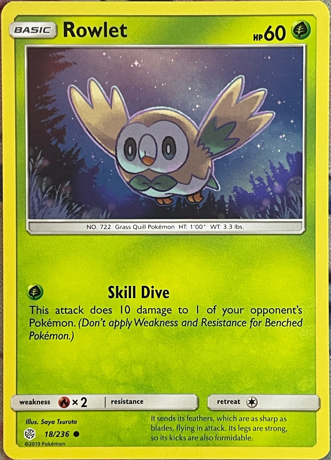 Rowlet - 18/236 - Cosmic Eclipse Pokemon 2019