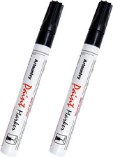 Black Paint Pens Permanent Markers - 2 Pack Oil Based Quick Dry Waterproof Marke