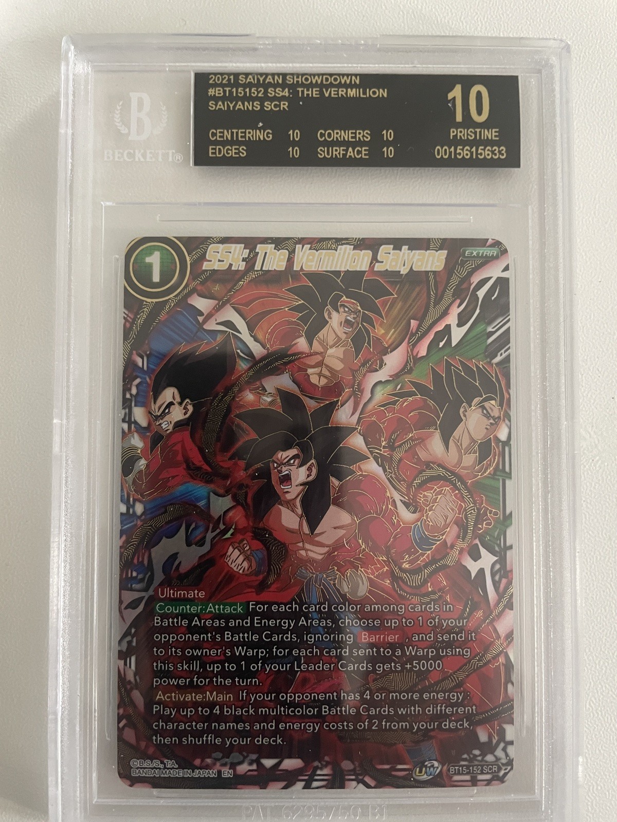 Dragon Ball BGS 10 BLACK LABEL SS4: The Vermilion Saiyans SCR 2021 BT15-152 ENG view 3