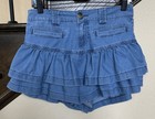 American Eagle AE Mini Ruffle Skort Jean Skirt Size 0 Women’s Ruffled Tiers — photo 2