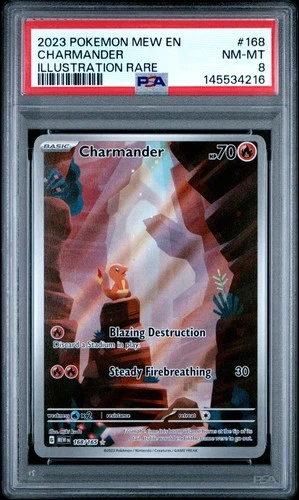 2023 POKEMON MEW EN-151 ILLUSTRATION RARE #168 CHARMANDER PSA 8