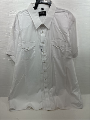 New Men s White Horse White Shirt Sleeve Pearl Snap 4XL E-96